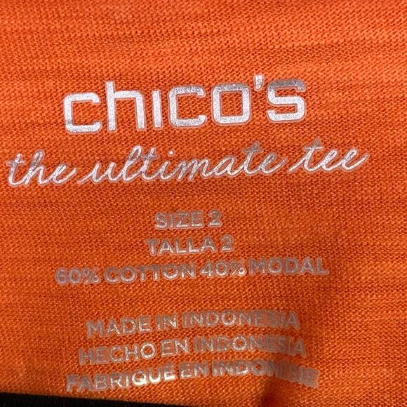 Chico's Ultimate Tee Orange Scoop Neck Hi-Lo Top Size Large - Picture 5 of 5